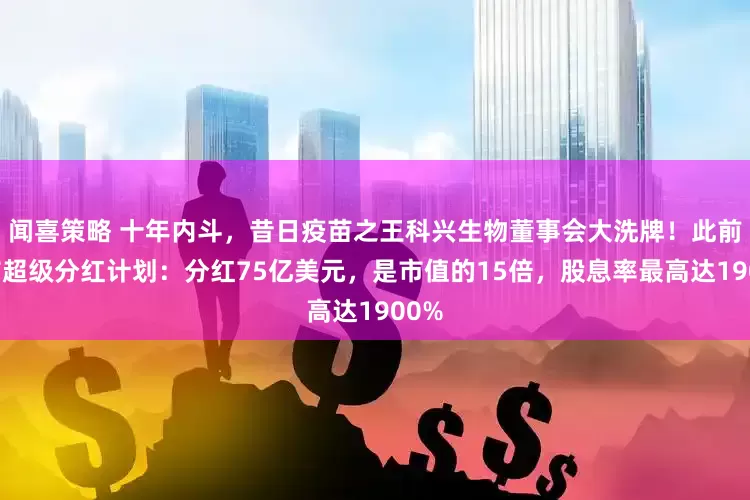 闻喜策略 十年内斗，昔日疫苗之王科兴生物董事会大洗牌！此前发布超级分红计划：分红75亿美元，是市值的15倍，股息率最高达1900%