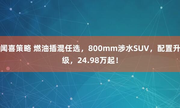 闻喜策略 燃油插混任选，800mm涉水SUV，配置升级，24.98万起！