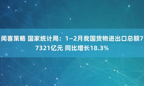 闻喜策略 国家统计局：1—2月我国货物进出口总额77321亿元 同比增长18.3%